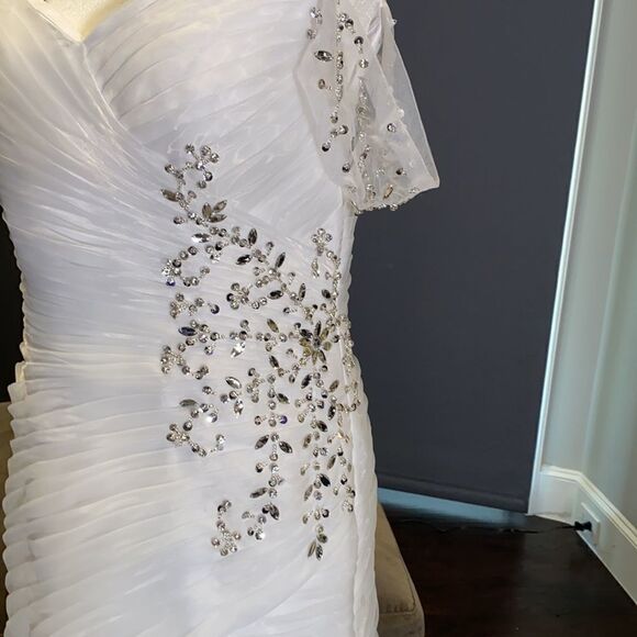 Women’s Wedding Dress with Side Design Ruffles & Corset Back Size L NWOT - Picture 3 of 10